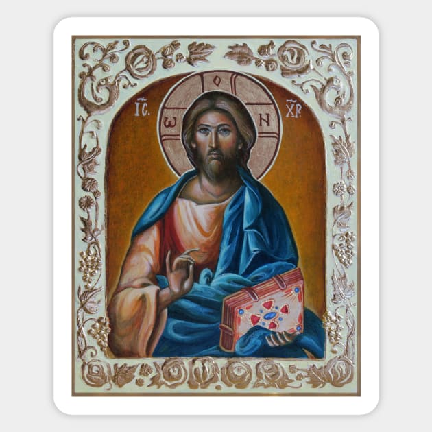 The Saviour Orthodox icon from the Wedding Pair diptych Sticker by Lala Lotos